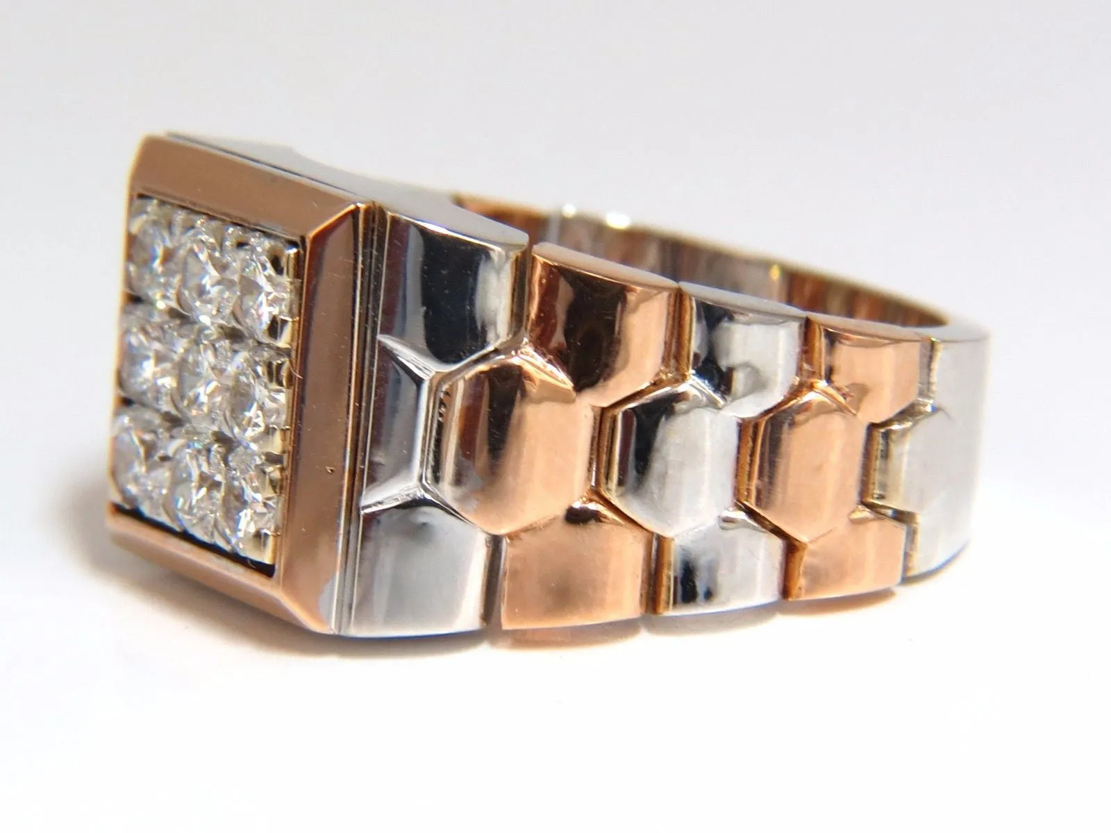 1.02ct natural diamonds "watch band" mens ring G/Vs 3d 18kt 15 gram Flexible