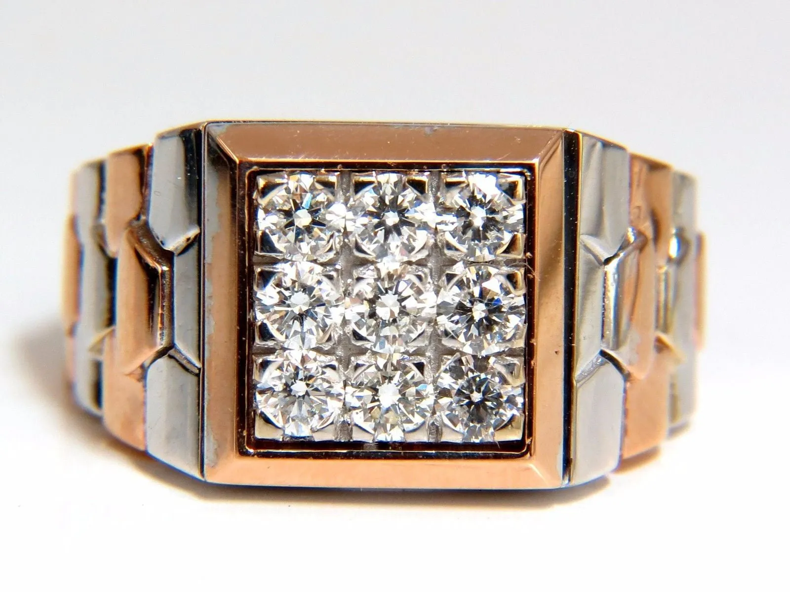1.02ct natural diamonds "watch band" mens ring G/Vs 3d 18kt 15 gram Flexible