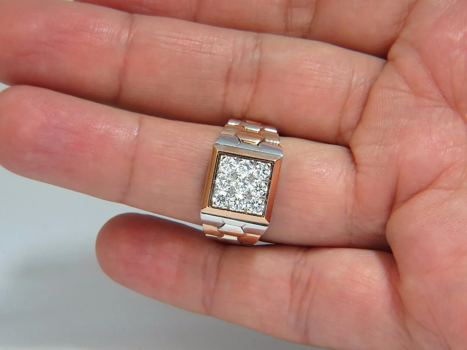 1.02ct natural diamonds "watch band" mens ring G/Vs 3d 18kt 15 gram Flexible