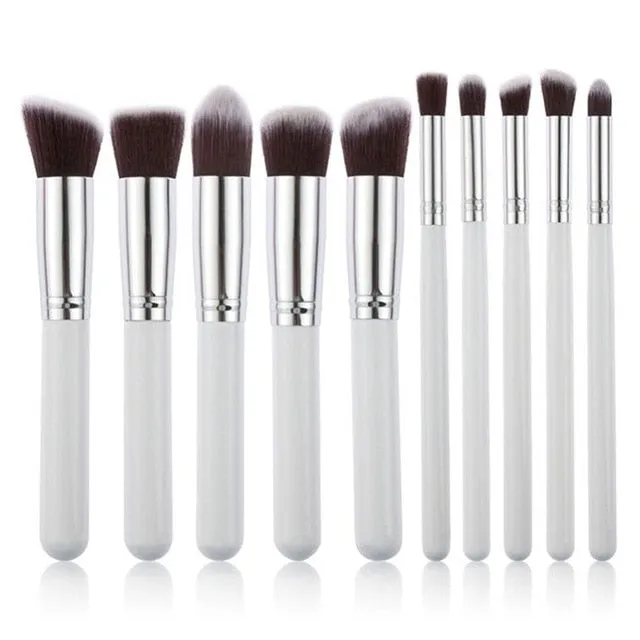 10Pc Synthetic Makeup Brush Set Cosmetics Foundation Blending Blush Makeup Tool Make Up Brushes MakeupFor Women Foundation Brush