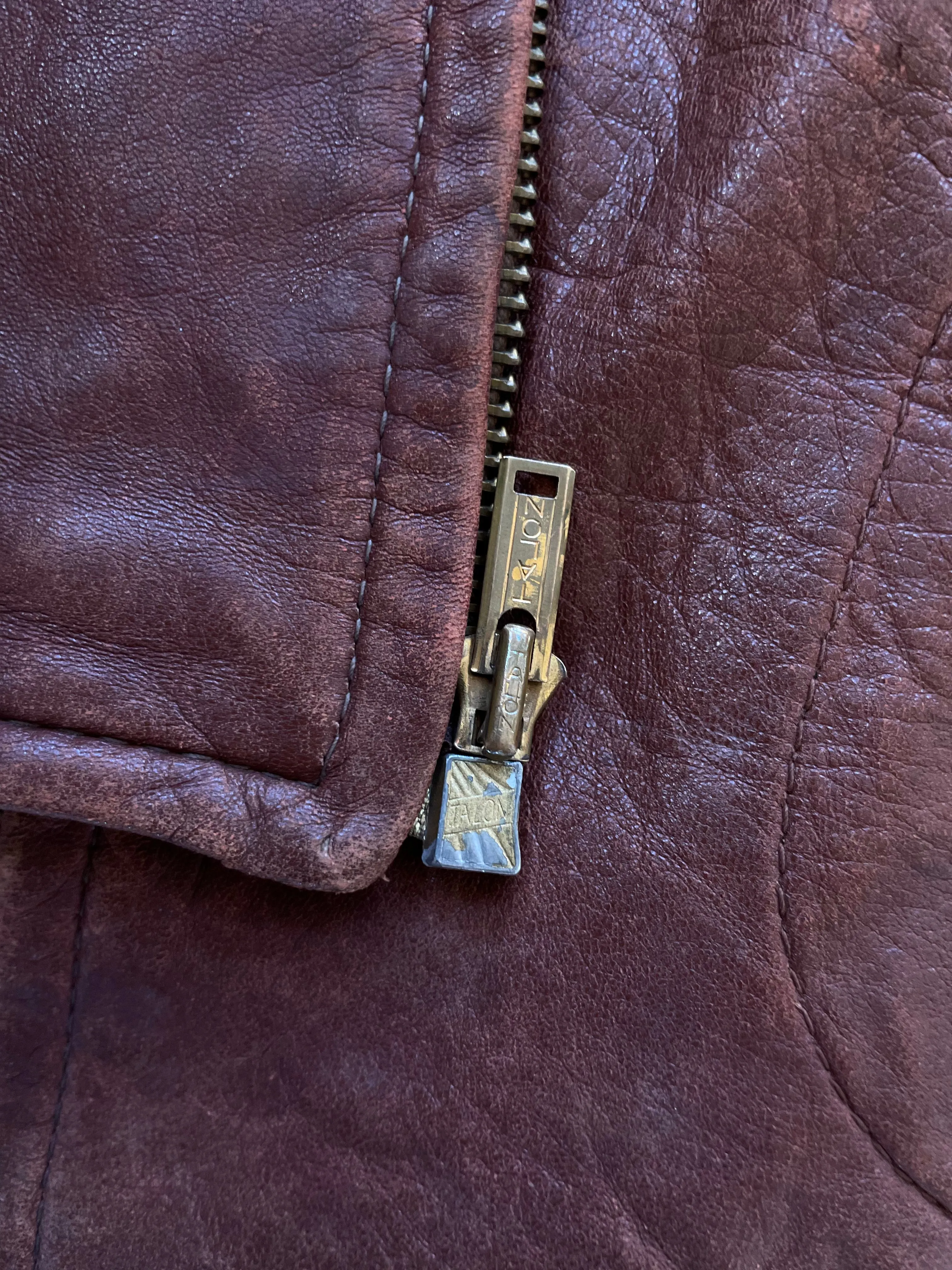 1930s-1940s Two Tone Flannel Lined Leather & Suede Side Cinch Jacket