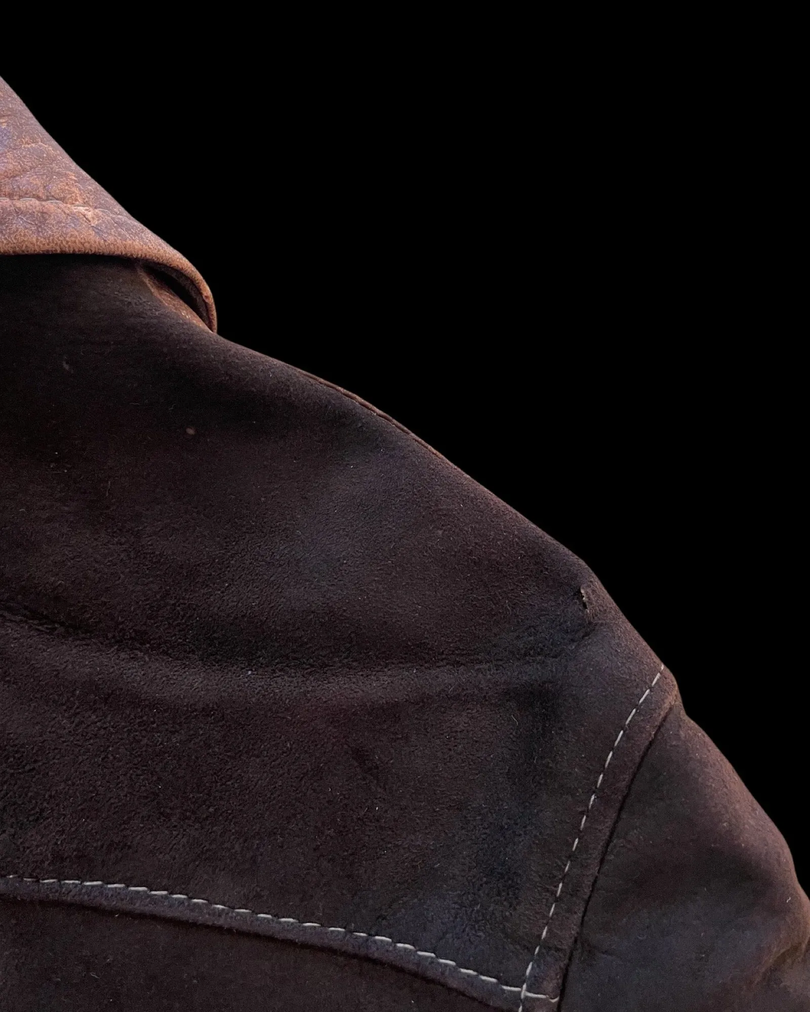 1930s-1940s Two Tone Flannel Lined Leather & Suede Side Cinch Jacket