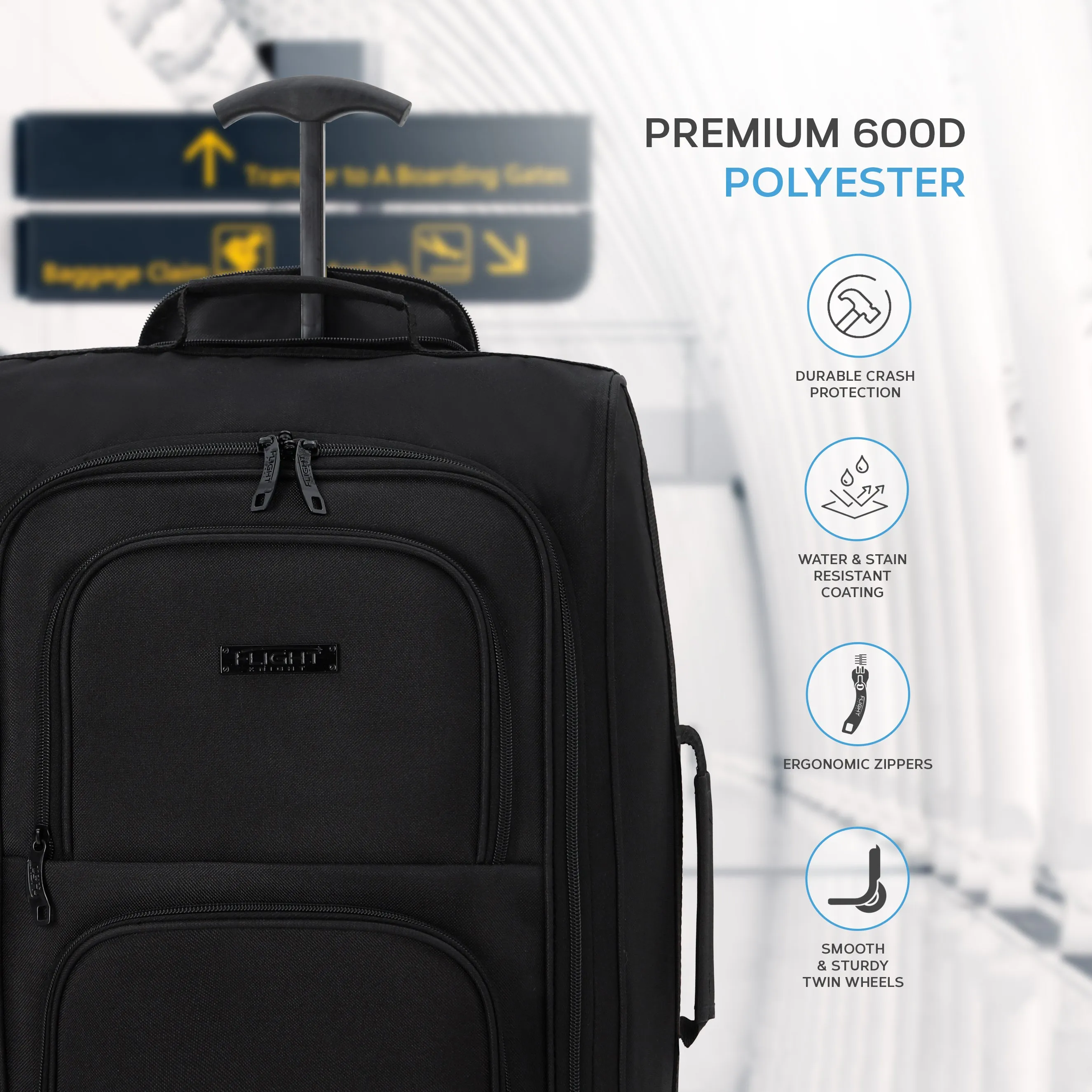55x35x20cm 2 Wheel Soft Shell Suitcase