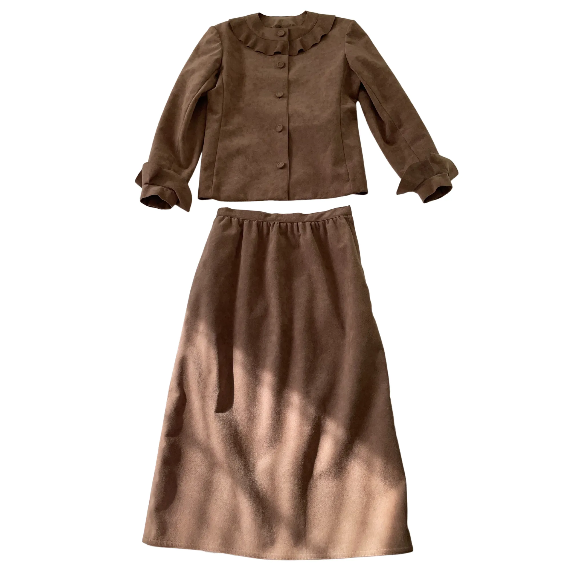 70s Brick Color Suede 2 Piece Set