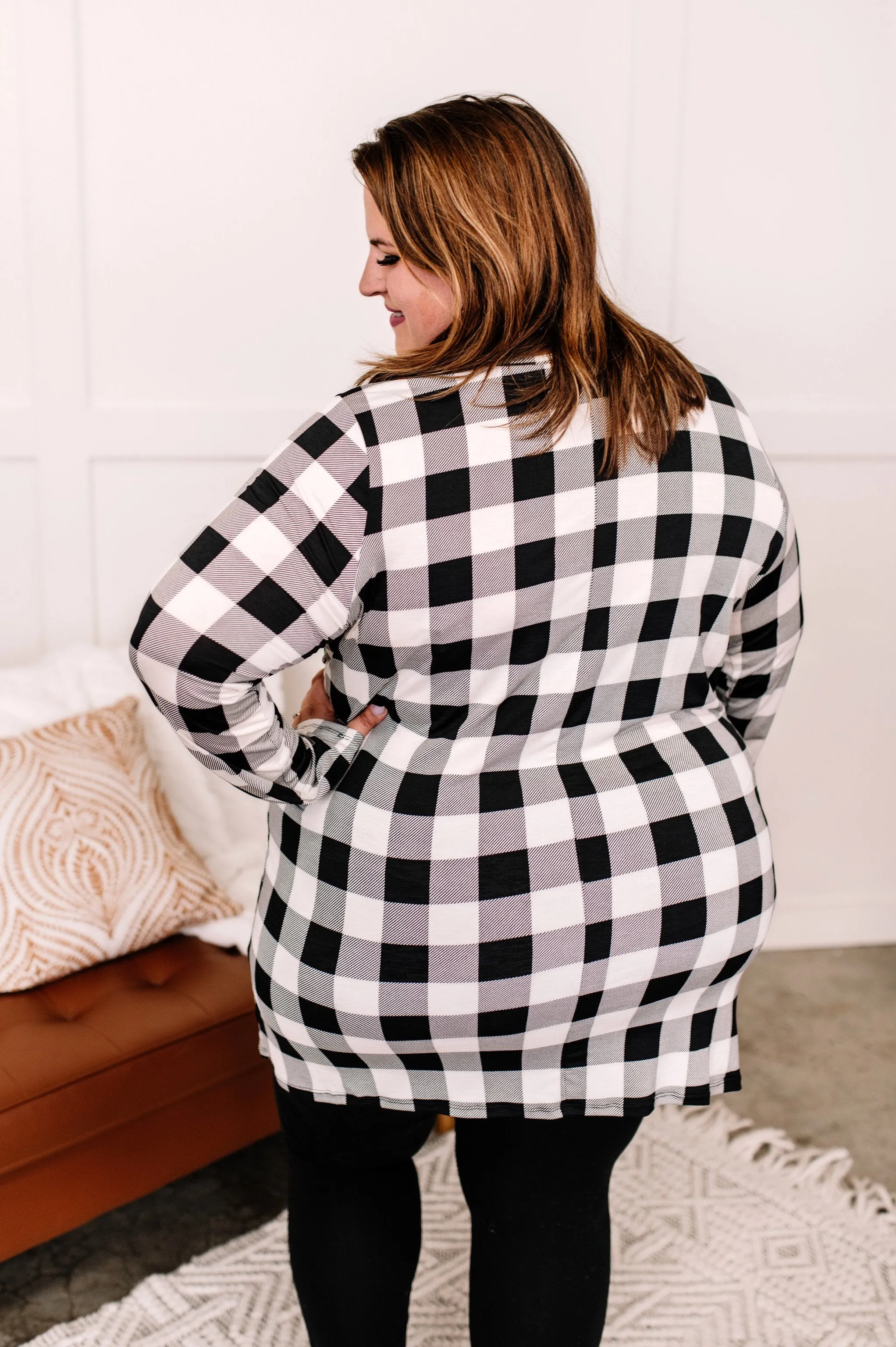 Across The Board Dress In Black   Ivory Checks