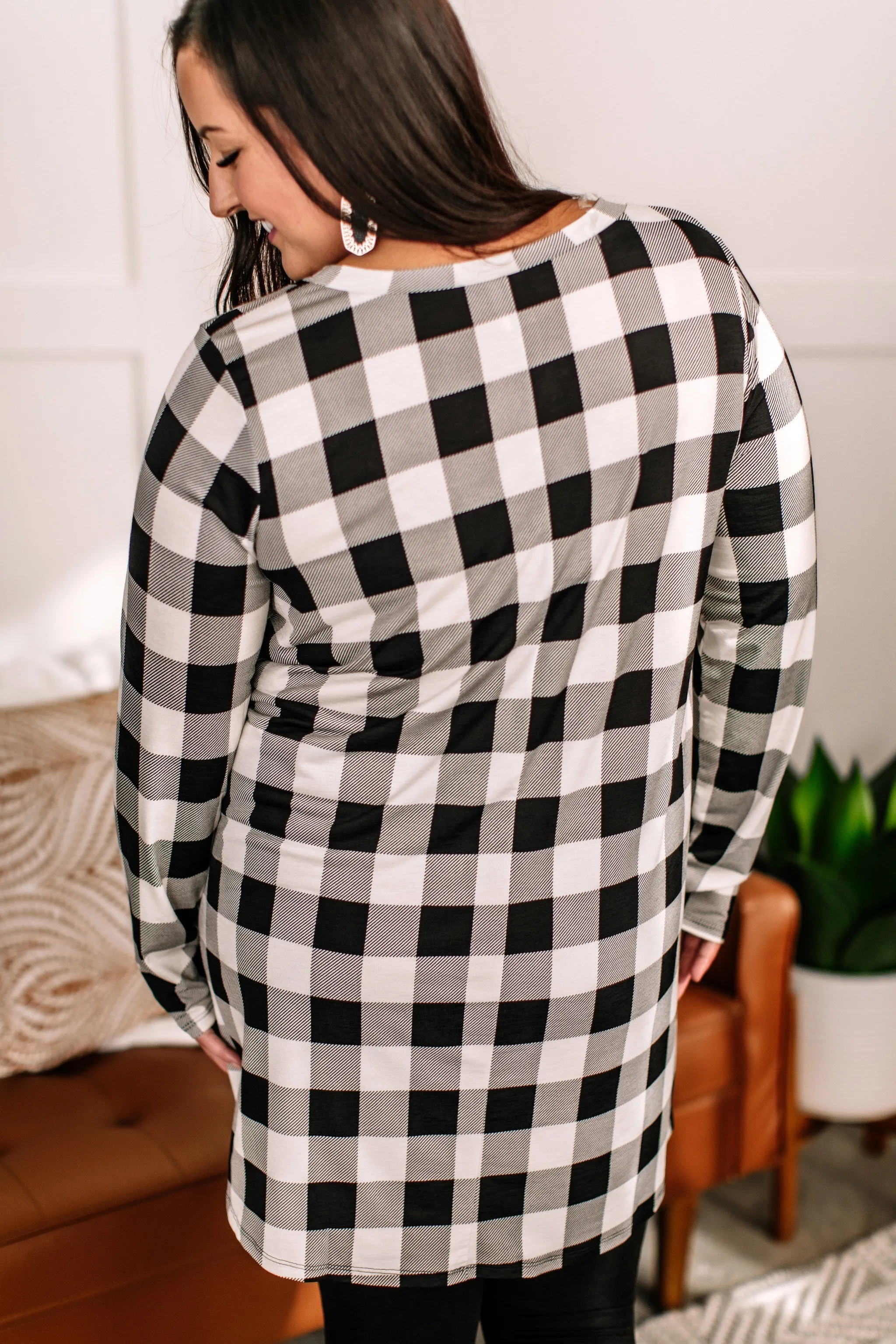 Across The Board Dress In Black   Ivory Checks