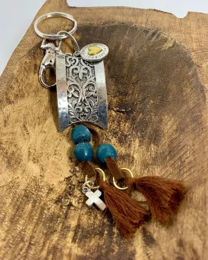 African Trade Bead Keychain