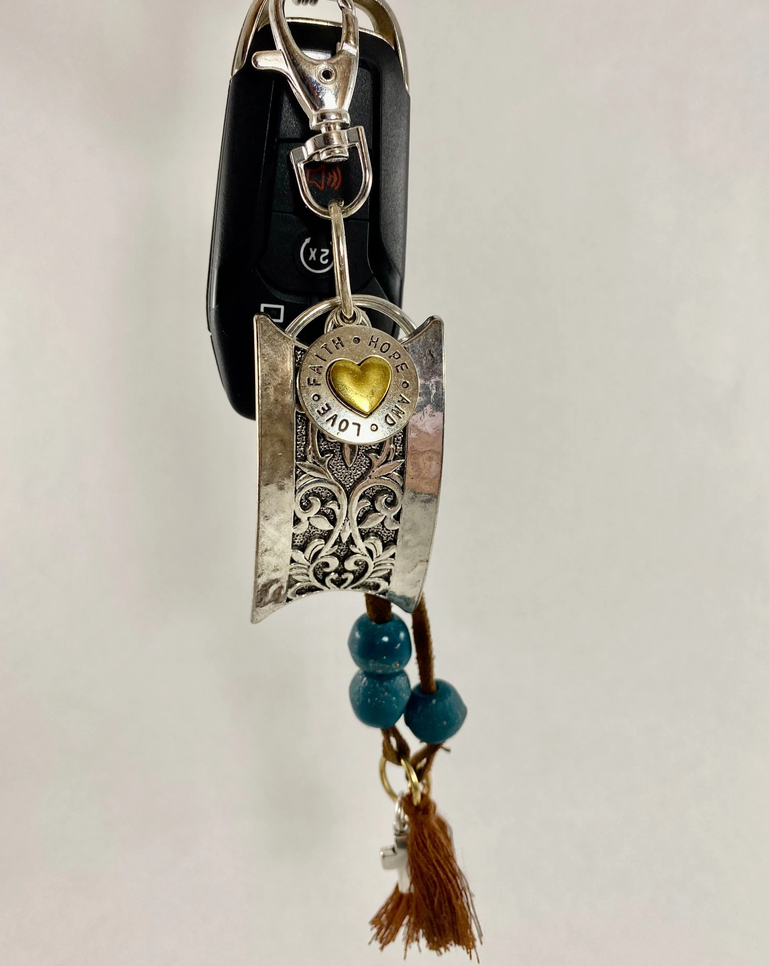 African Trade Bead Keychain