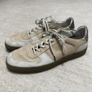 AllSaints Men's US 13 Leather Low Top Trainers Sneakers Cream Tan