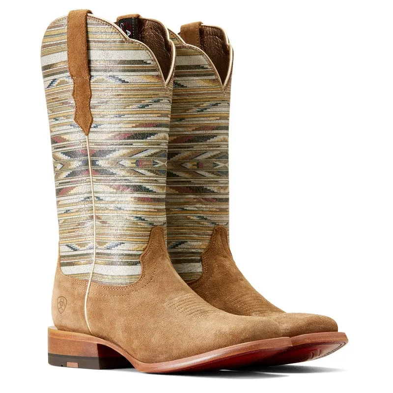 ARIAT WOMEN'S FRONTIER CHIMAYO DIJON ROUGHOUT SQUARE TOE WESTERN BOOTS 10047051
