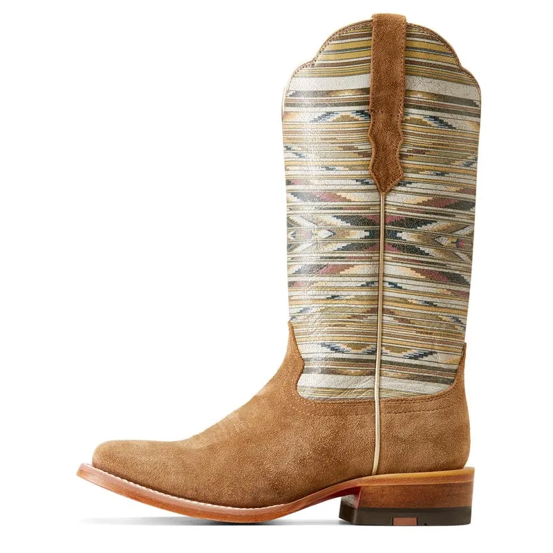 ARIAT WOMEN'S FRONTIER CHIMAYO DIJON ROUGHOUT SQUARE TOE WESTERN BOOTS 10047051