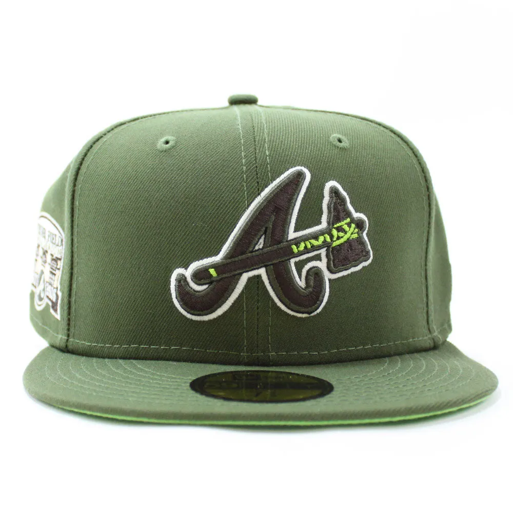 Atlanta Braves Turner Field Final Season New Era 59Fifty Fitted Hat (Glow in the Dark Nike SB Jedi Colorway Hunter Green Lime Green Under Brim)