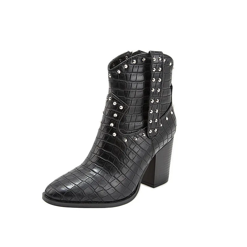 Autumn and Winter Fashion Wild Booties Ladies Thick with High-heeled Short Boots Martin Boots Women