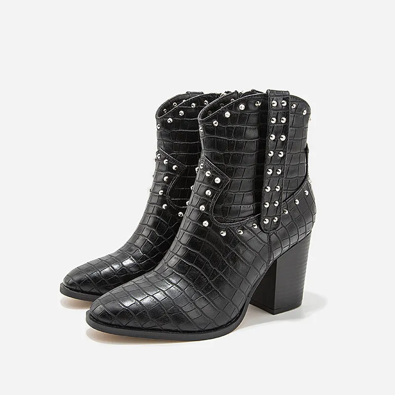 Autumn and Winter Fashion Wild Booties Ladies Thick with High-heeled Short Boots Martin Boots Women
