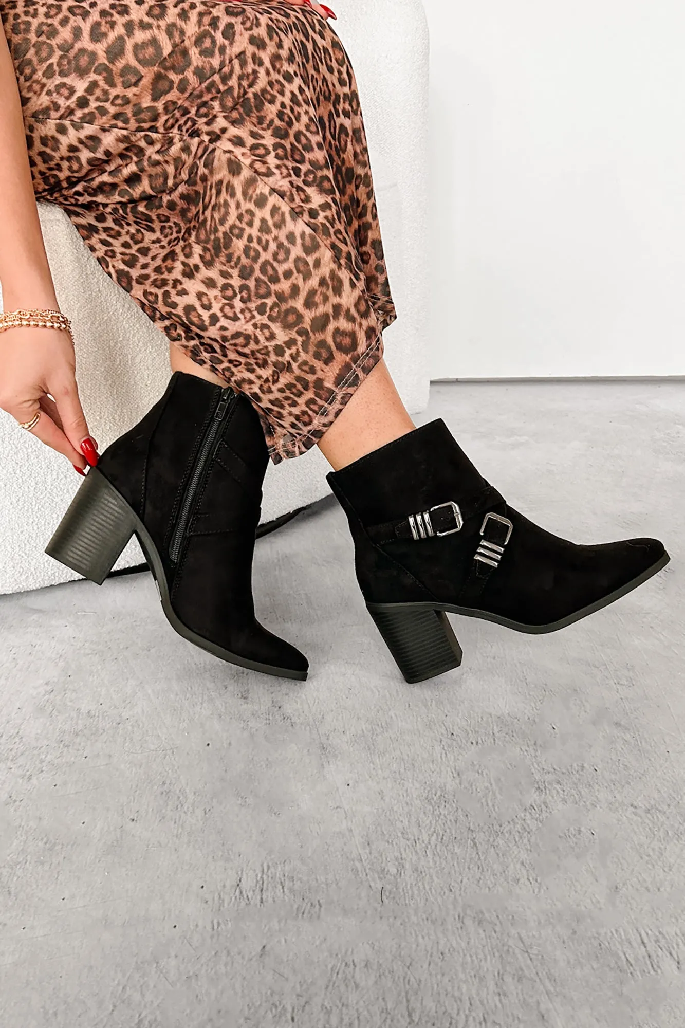 Back On My Feet Buckle Strap Booties (Black)