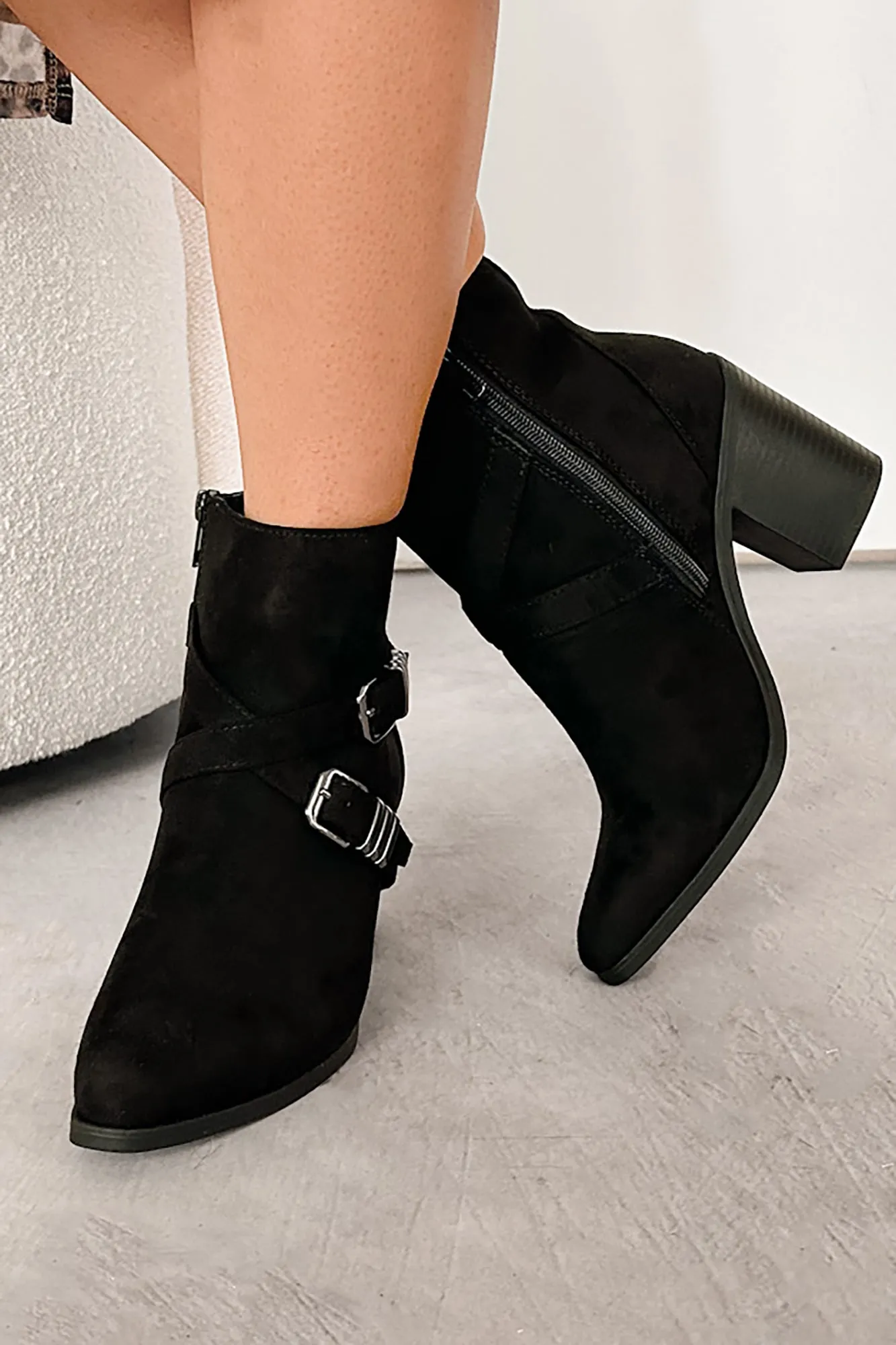 Back On My Feet Buckle Strap Booties (Black)