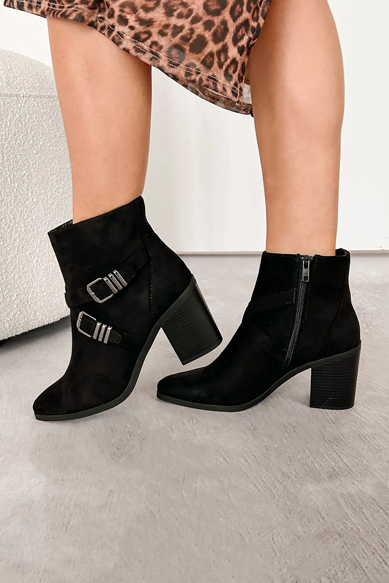 Back On My Feet Buckle Strap Booties (Black)