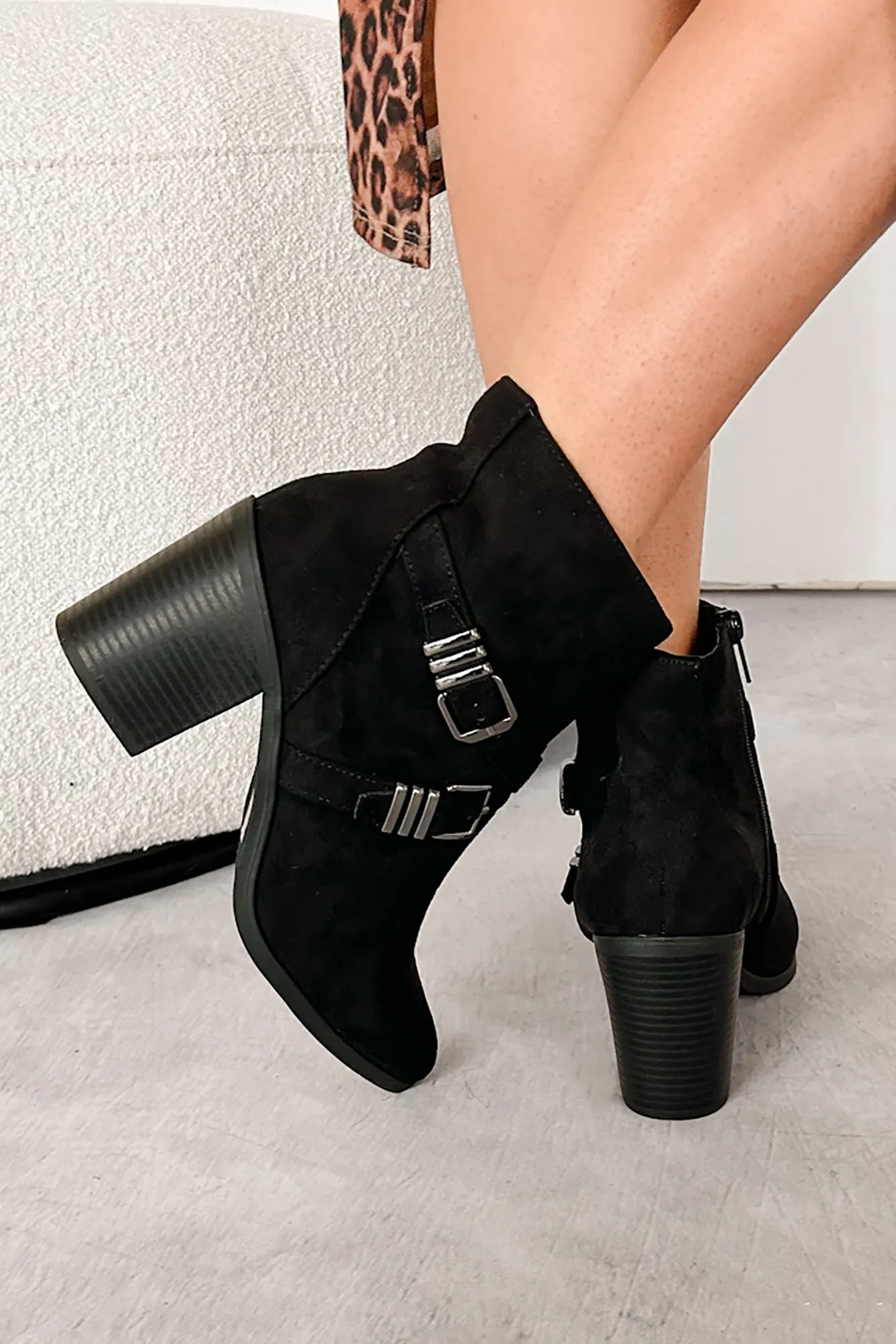 Back On My Feet Buckle Strap Booties (Black)