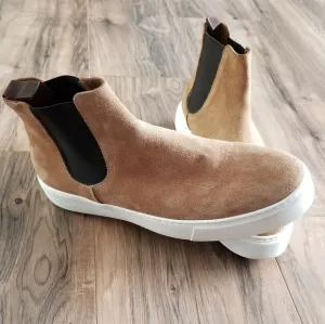 Barneys New York -Natural Suede Chelsea Sneakers