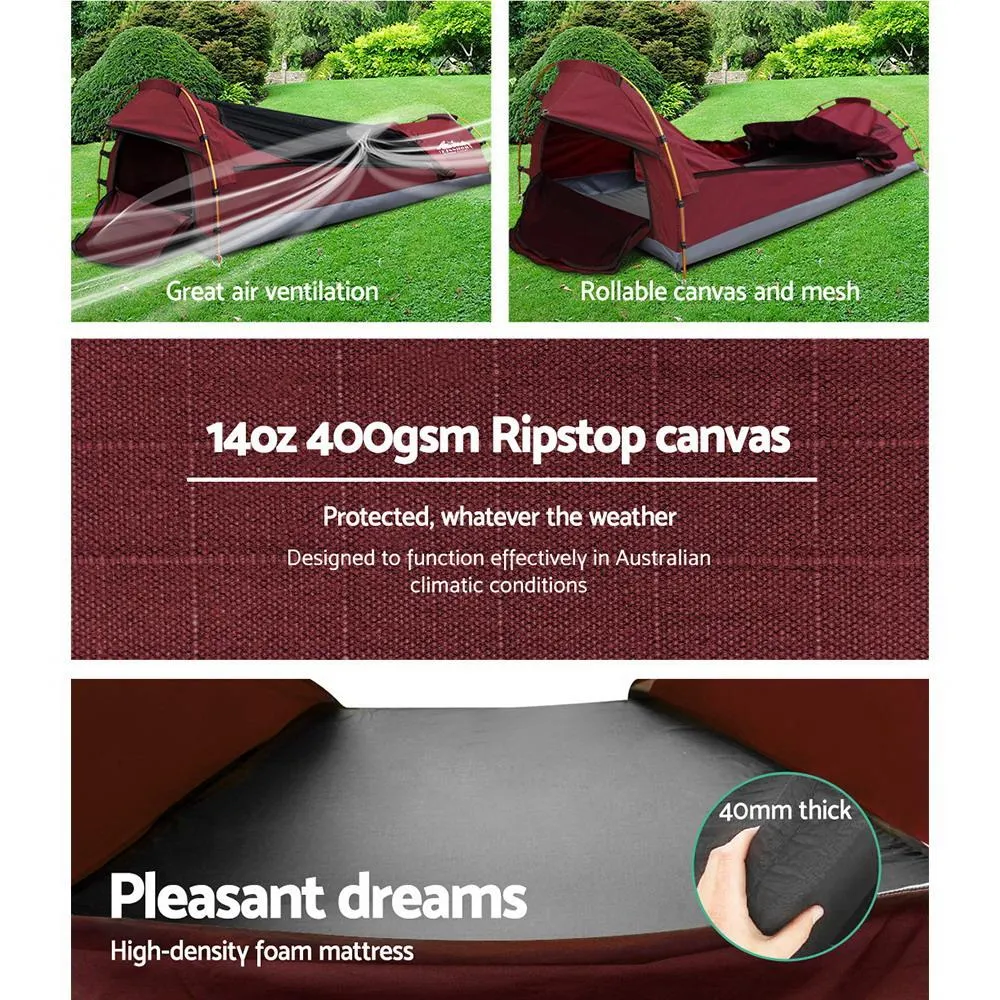 Biker Swag Camping Tent Single Canvas Swags Biking Hiking Beach