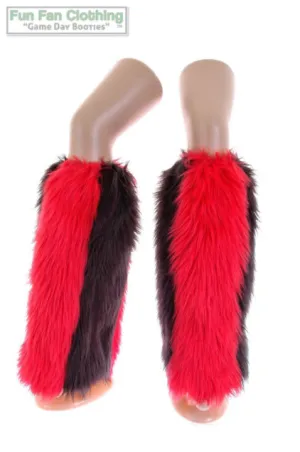 Black & Red Furry Leg Warmers - Red & Black Boot Covers