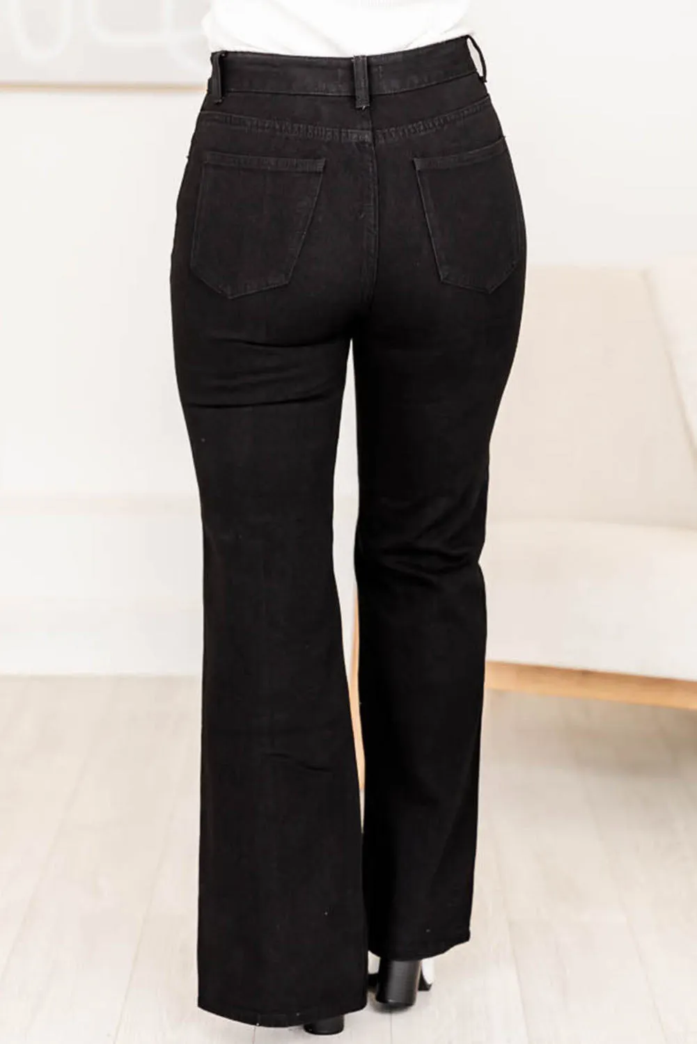 Black Plus Size Split Hem High Waist Jeans