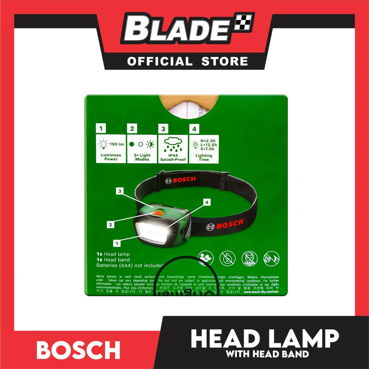 Bosch Headlamp with Headband (Batteries not included)