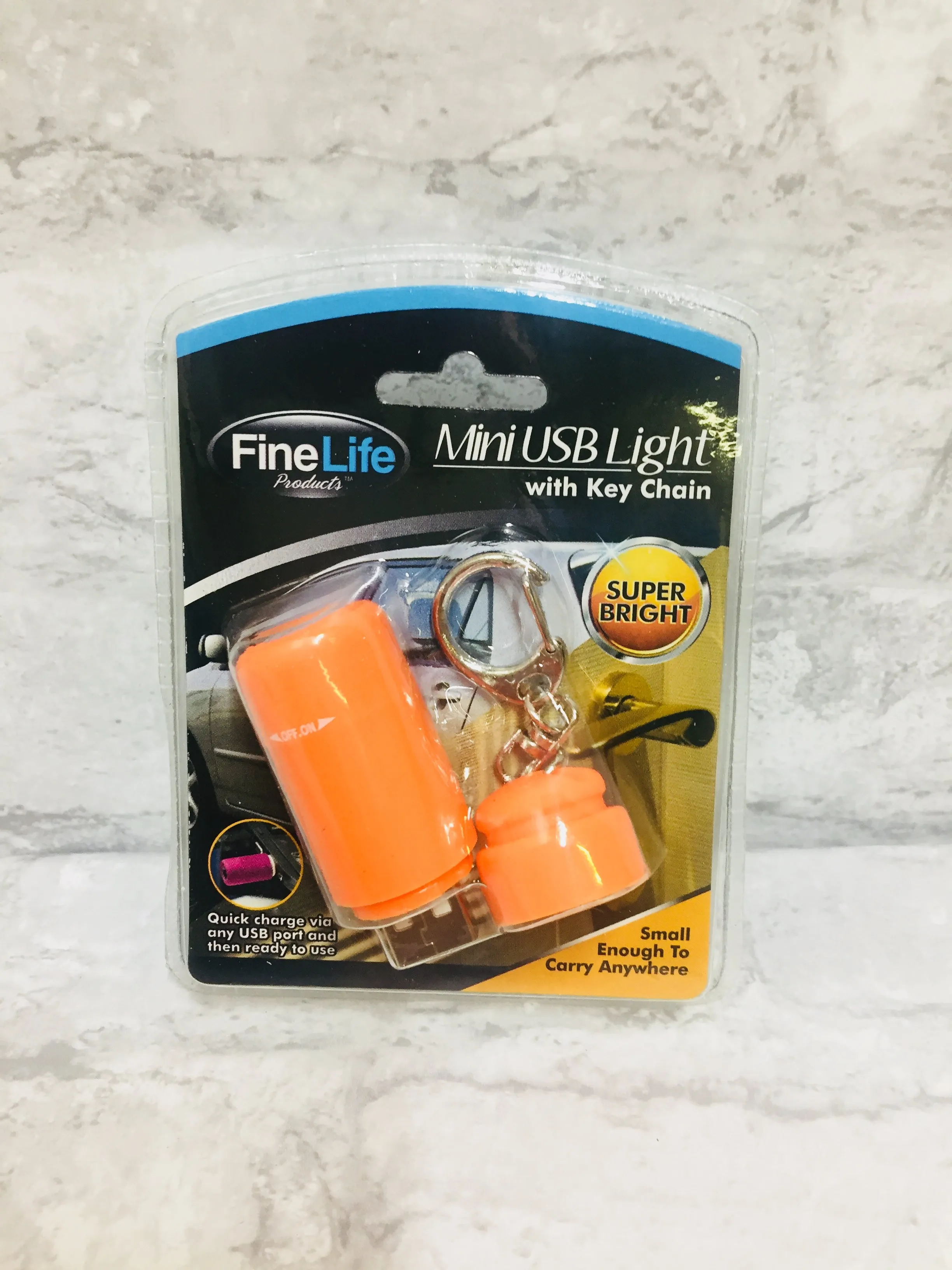 Brand new Rechargeable Fine Life Mini USB Light Flashlight Key Chain, Super Bright, Quick Charge via any USB, then ready to use!
