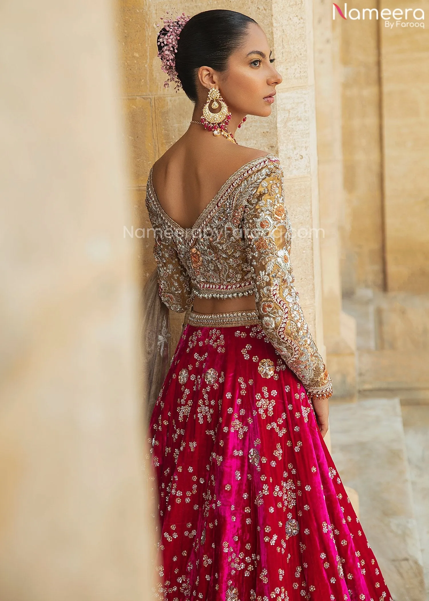 Bridal Lehenga Pakistani Designer Dress in Pink #BN968