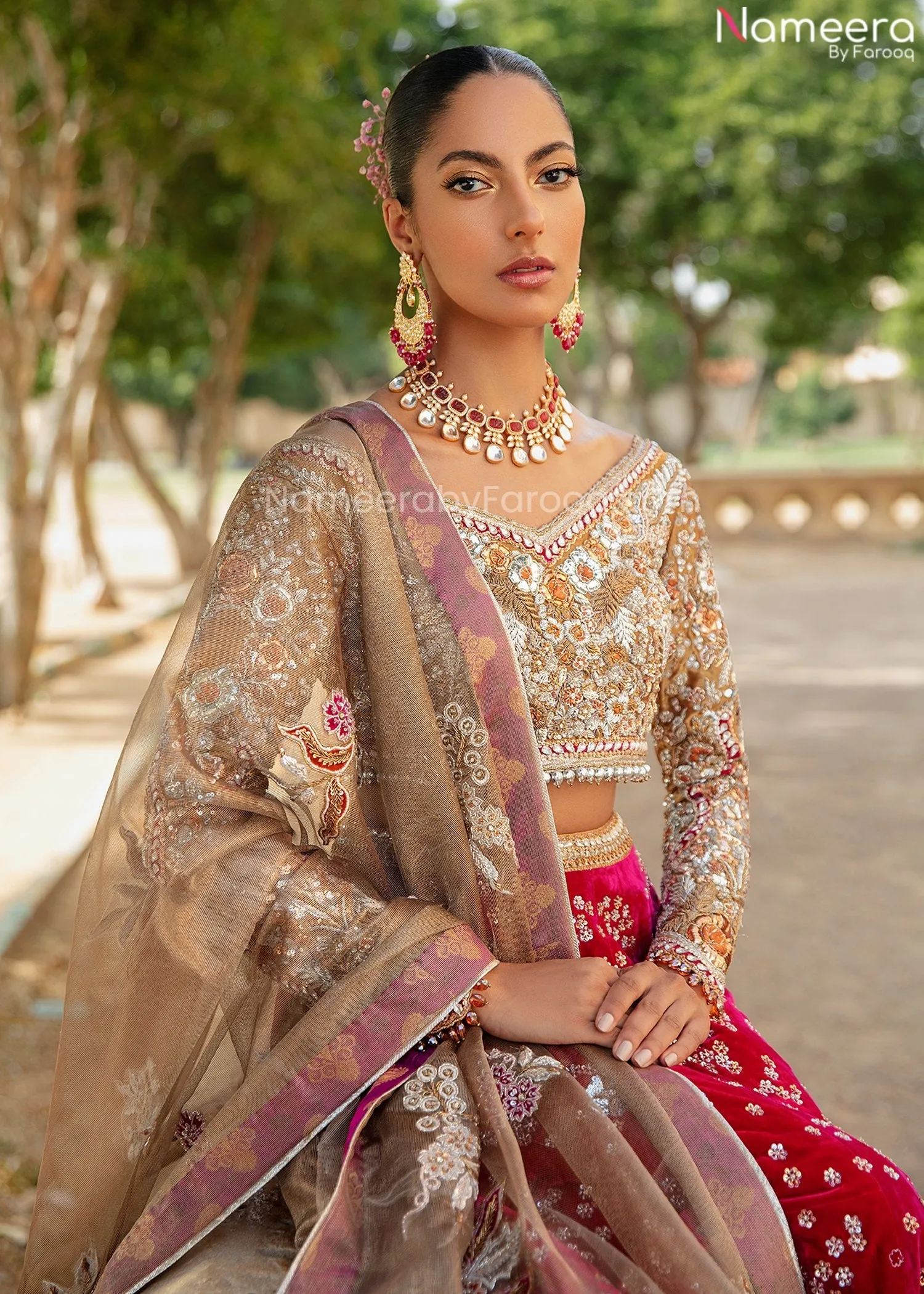 Bridal Lehenga Pakistani Designer Dress in Pink #BN968