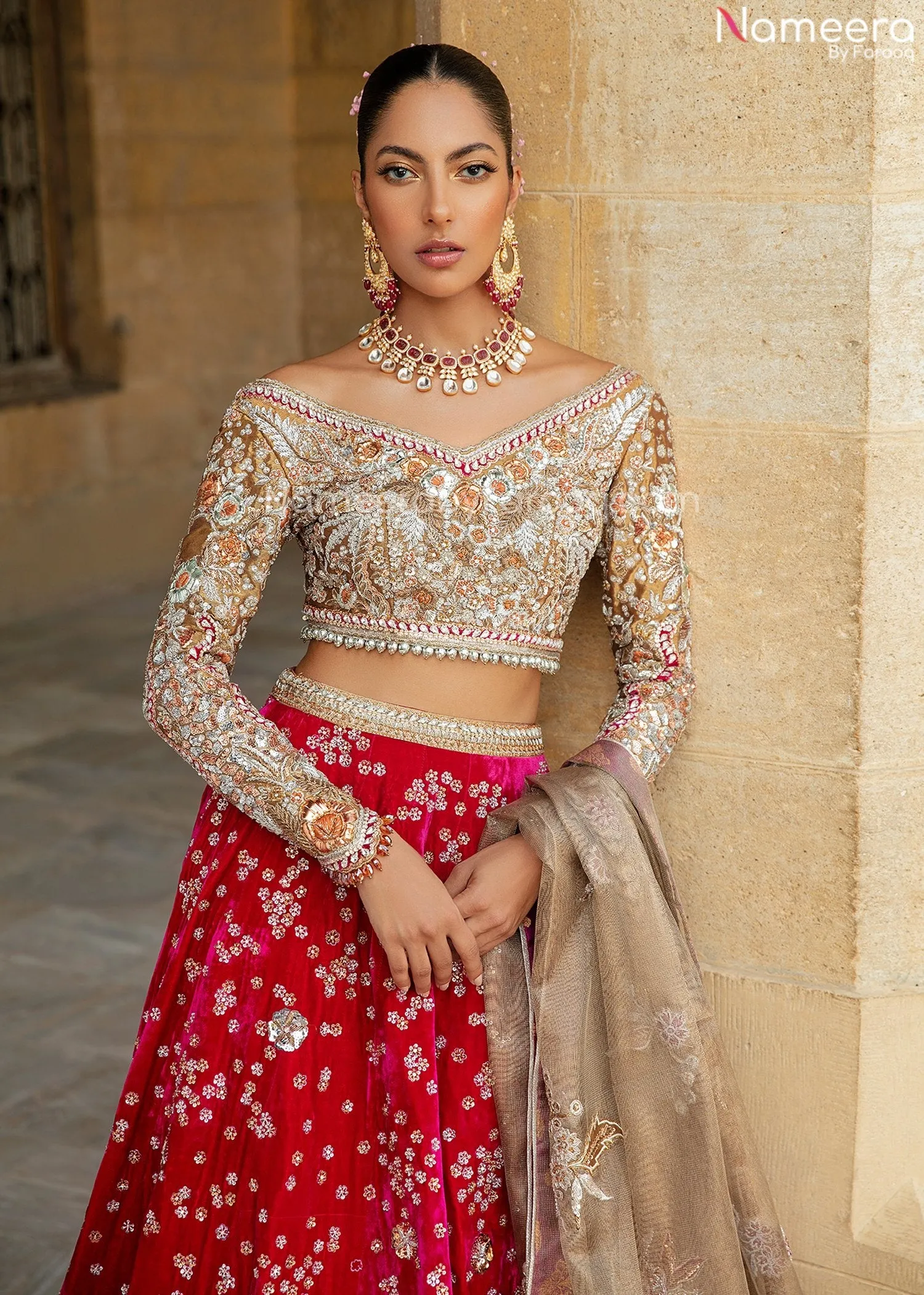Bridal Lehenga Pakistani Designer Dress in Pink #BN968