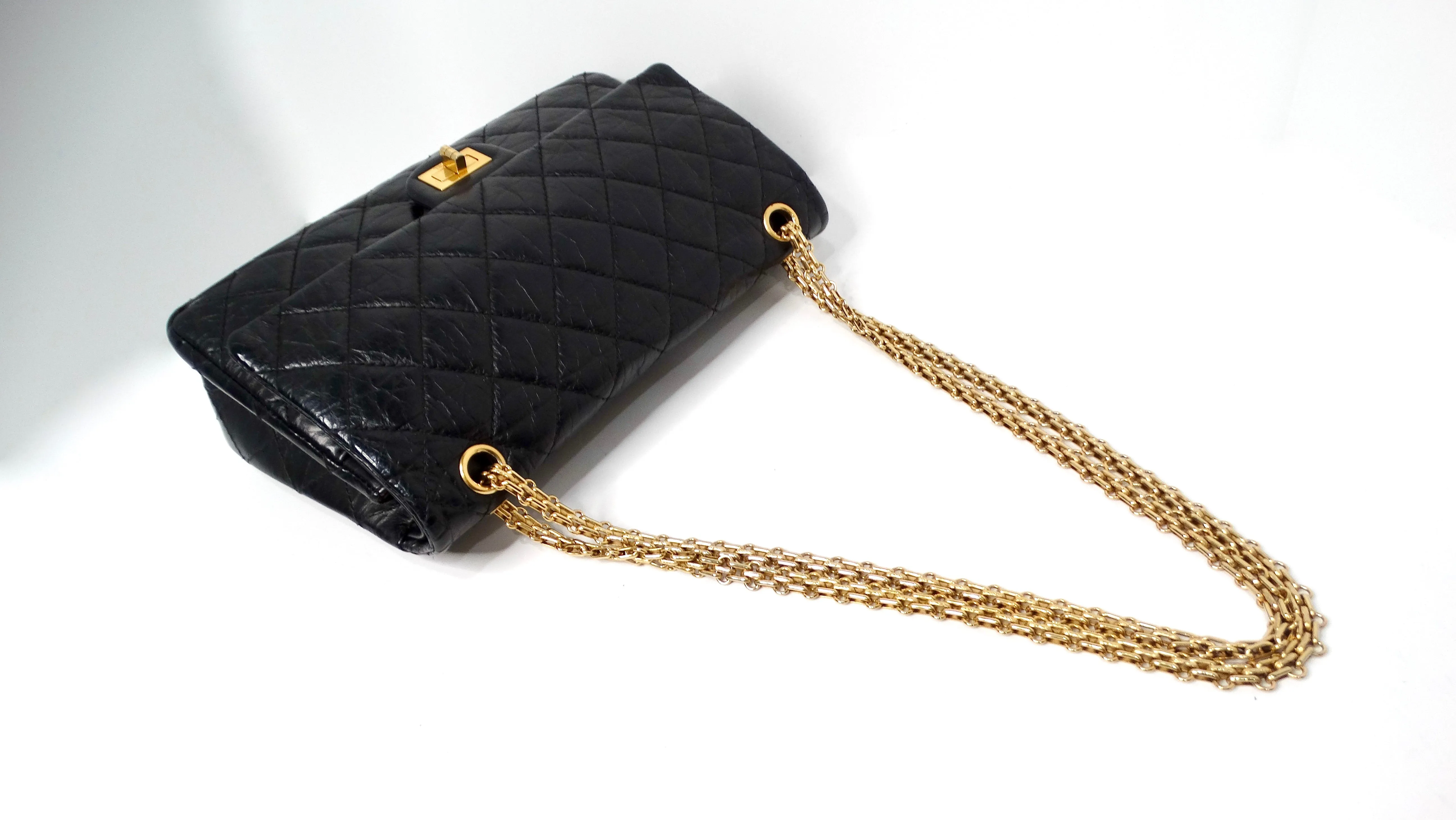 Chanel 2011 Black Quilted Aged Calfskin 2.55 Reissue Medium Double Flap Handbag