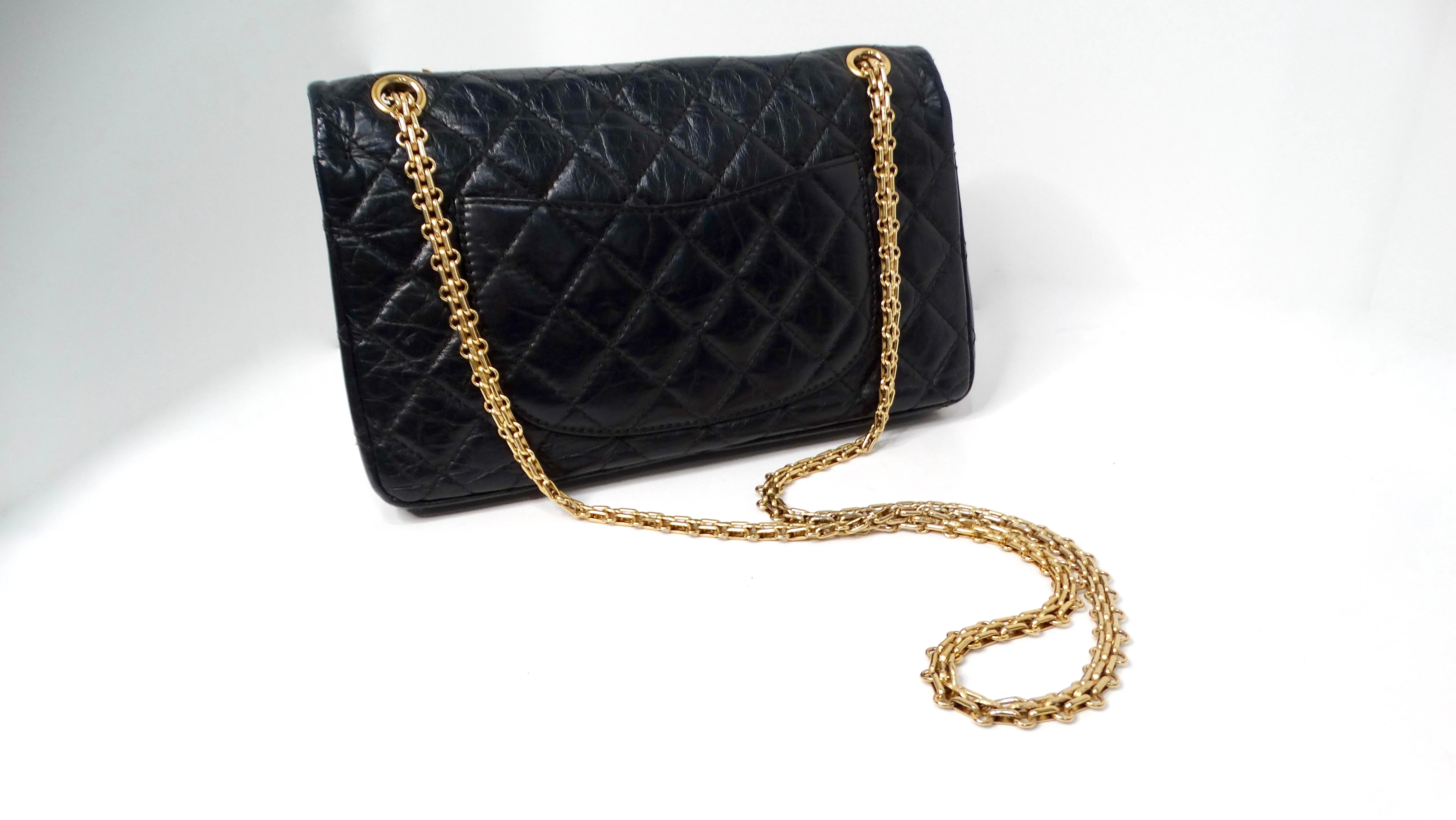 Chanel 2011 Black Quilted Aged Calfskin 2.55 Reissue Medium Double Flap Handbag