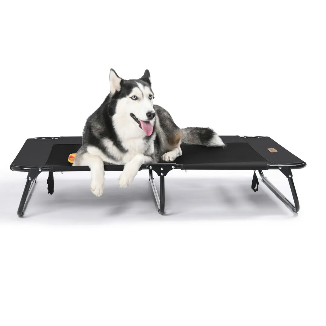 Charlie's Adventure Foldable Travel Trampoline Dog Bed 120x80x22cm X-Large Black
