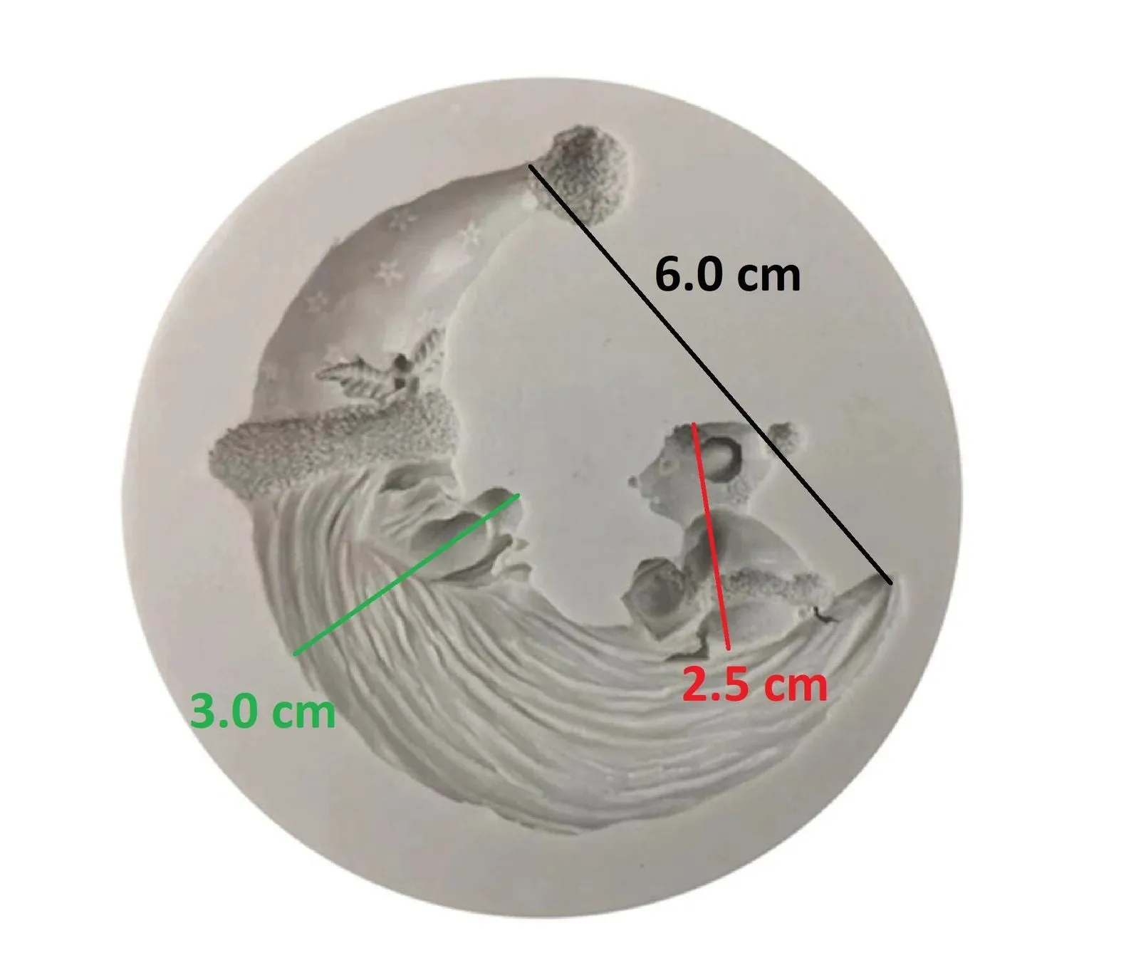 Christmas Theme Moon and Monkey Silicon Mold for Crafts, Jewelry, Resin, Polymer Clay.
