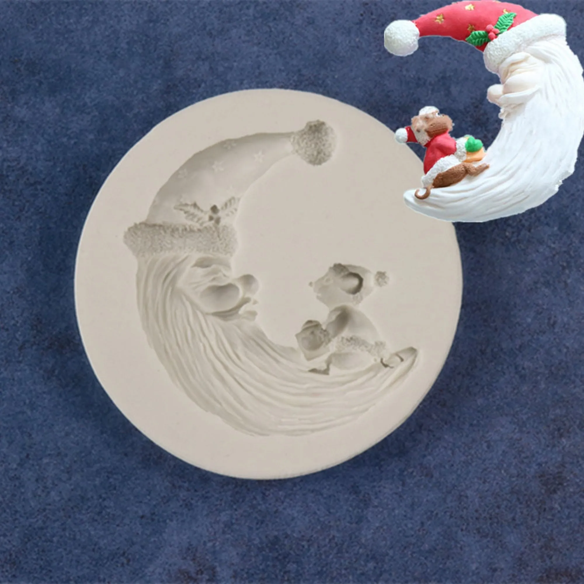 Christmas Theme Moon and Monkey Silicon Mold for Crafts, Jewelry, Resin, Polymer Clay.
