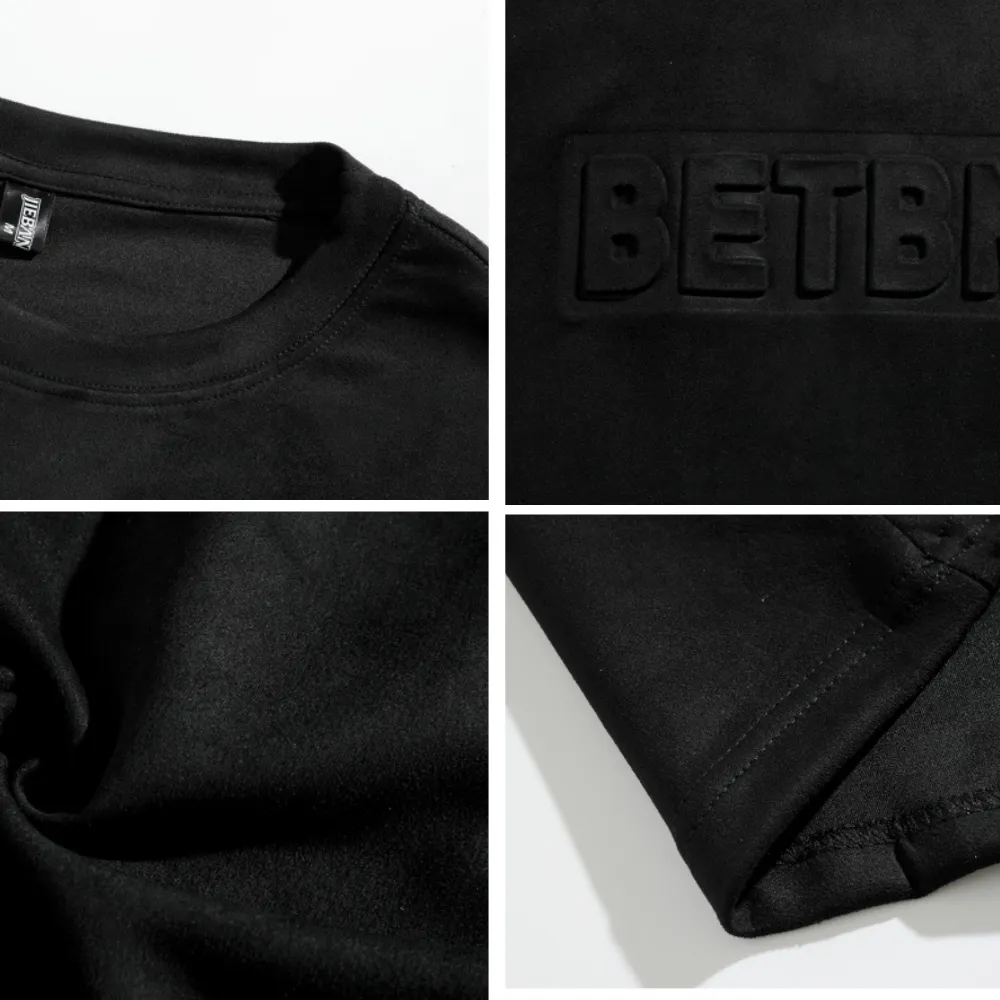 Classic Letter Embossed Suede T-shirt