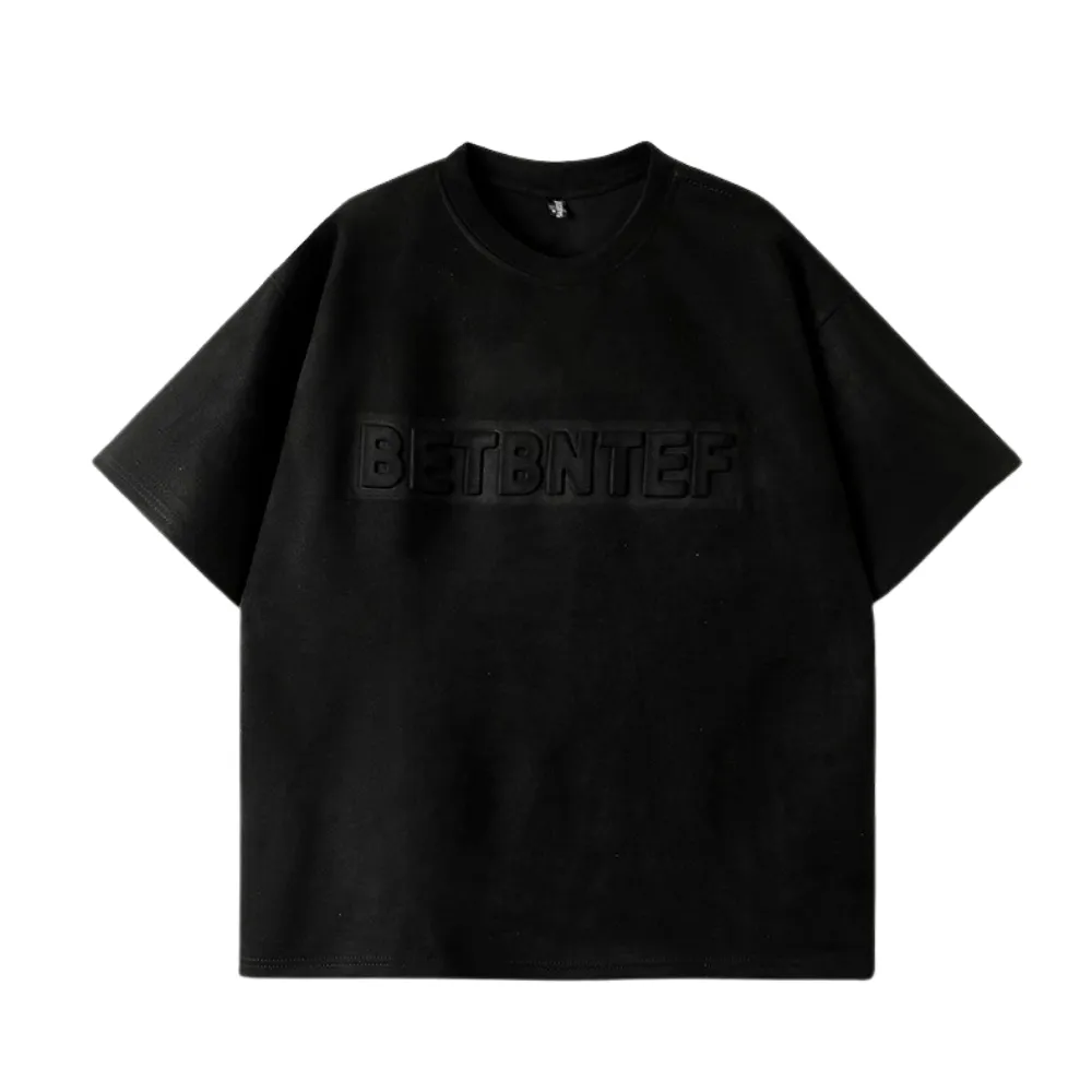 Classic Letter Embossed Suede T-shirt
