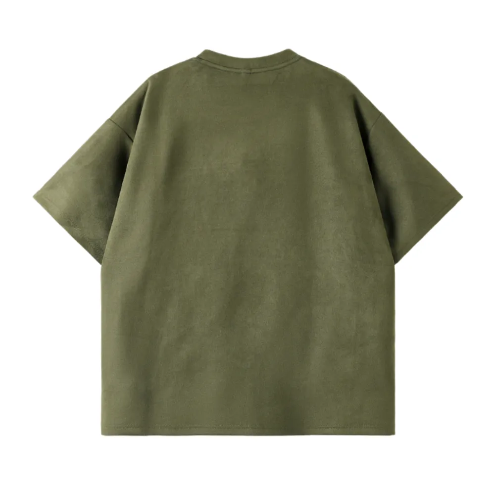 Classic Letter Embossed Suede T-shirt