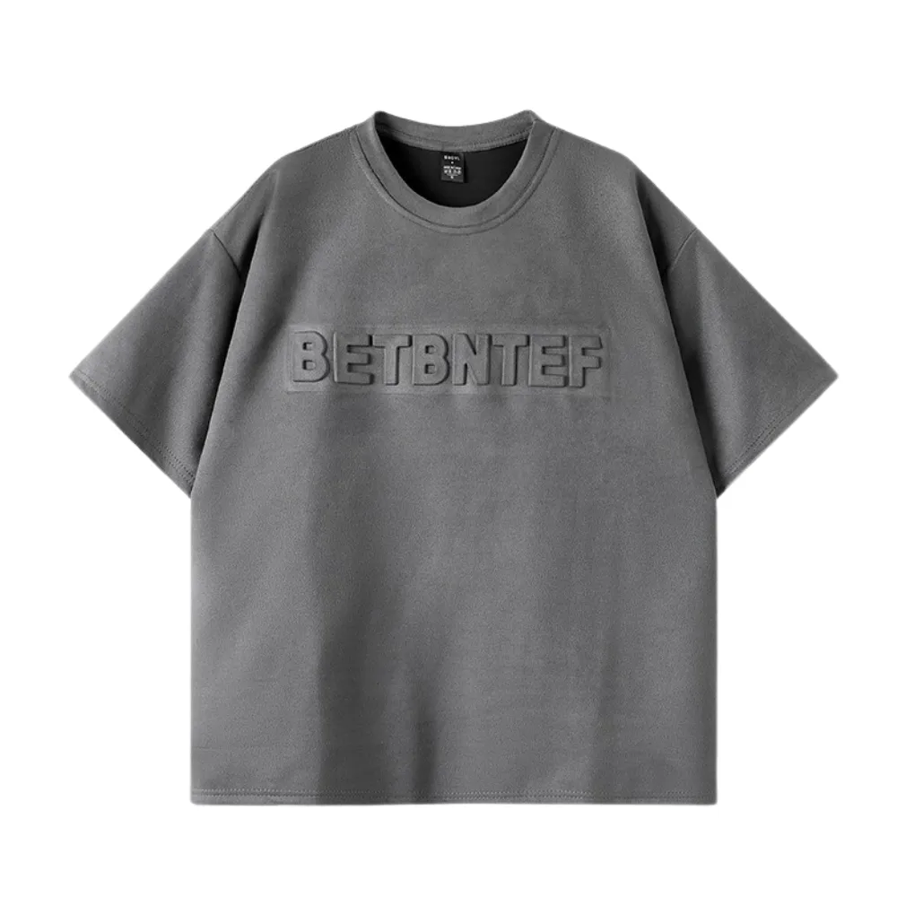 Classic Letter Embossed Suede T-shirt