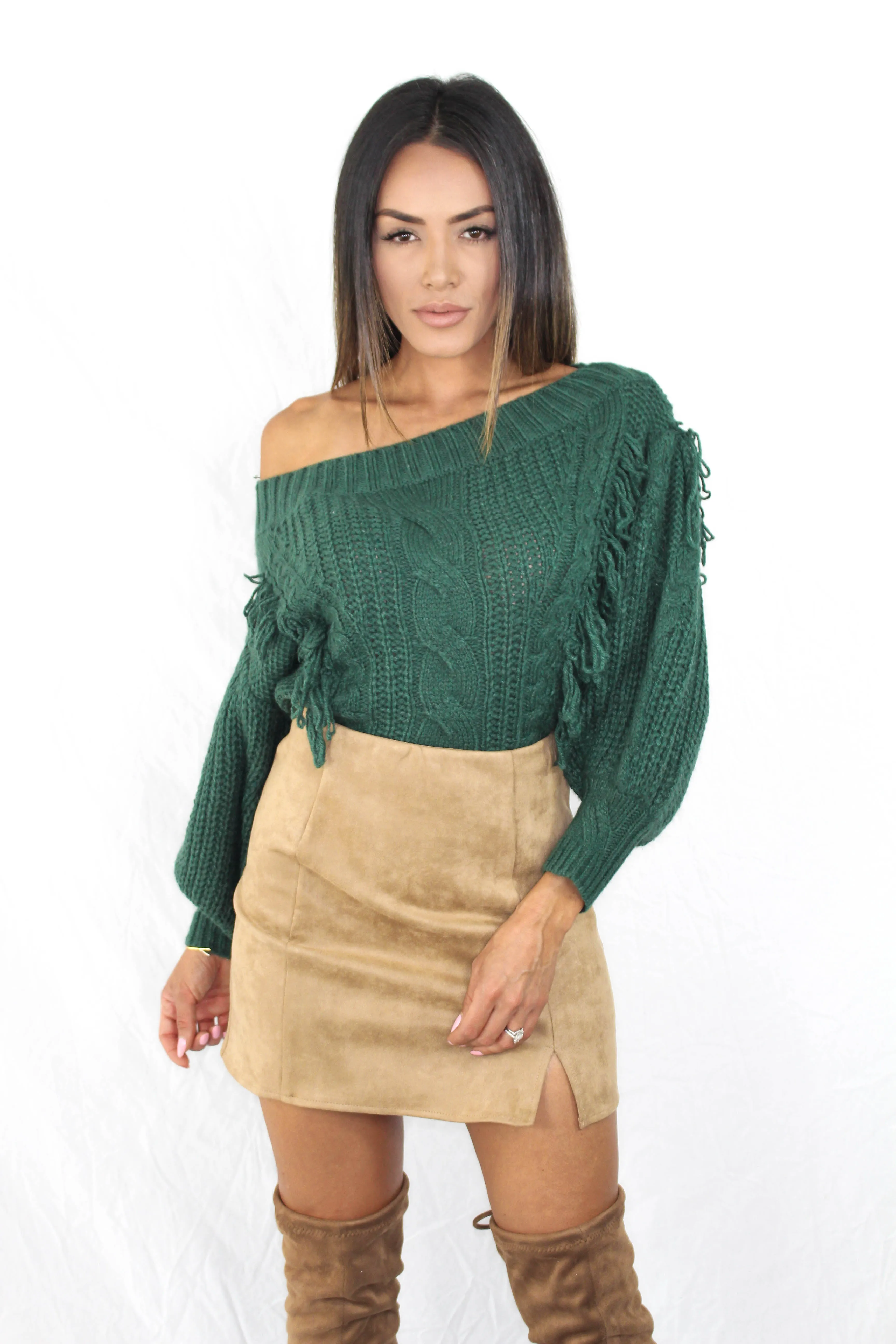 Colburn Faux Suede Skirt in Camel