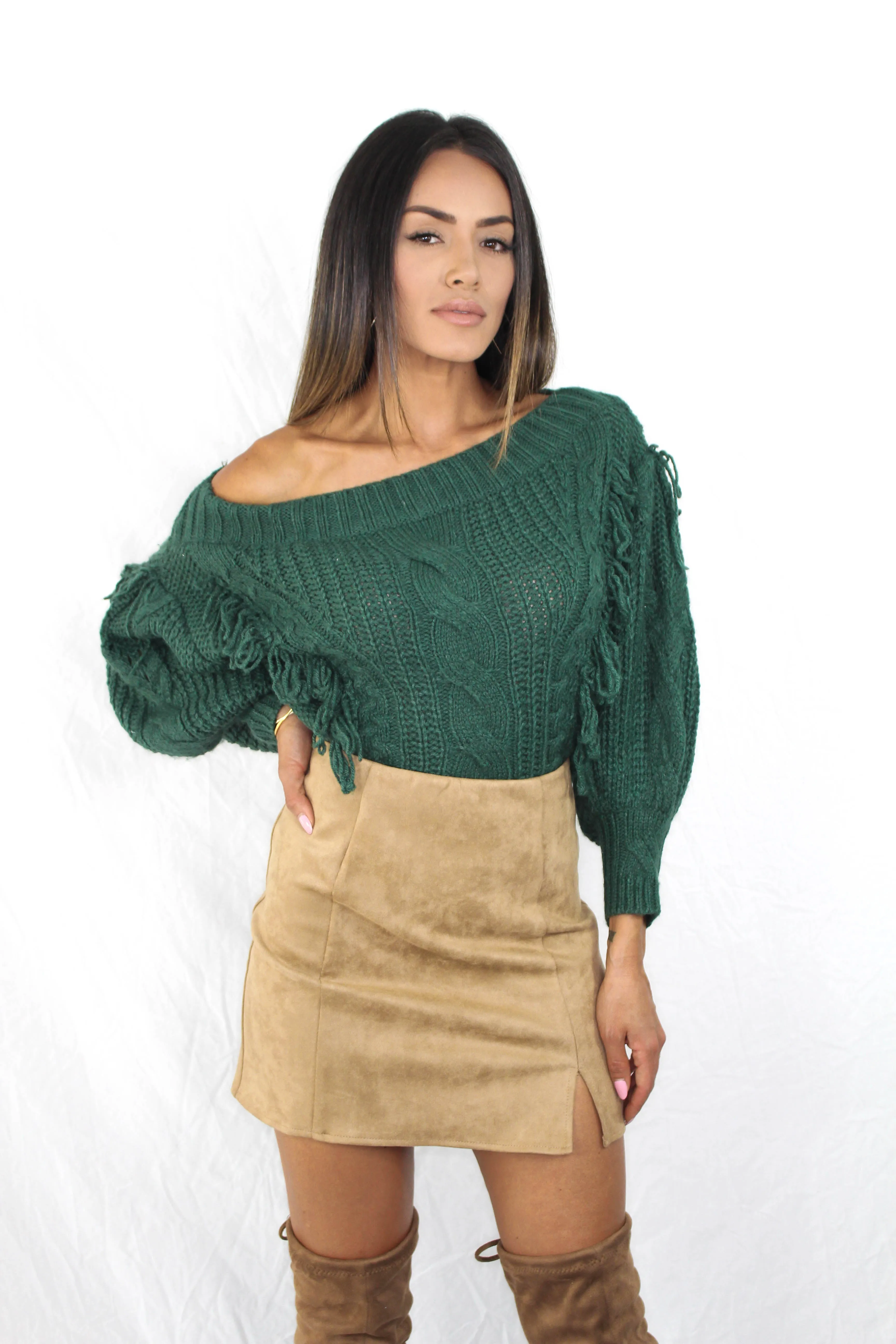 Colburn Faux Suede Skirt in Camel