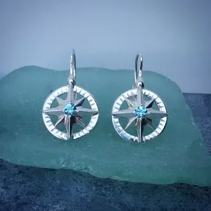 Compass Rose Classic Medium 14K Two-Tone Gold Lever Back Earrings