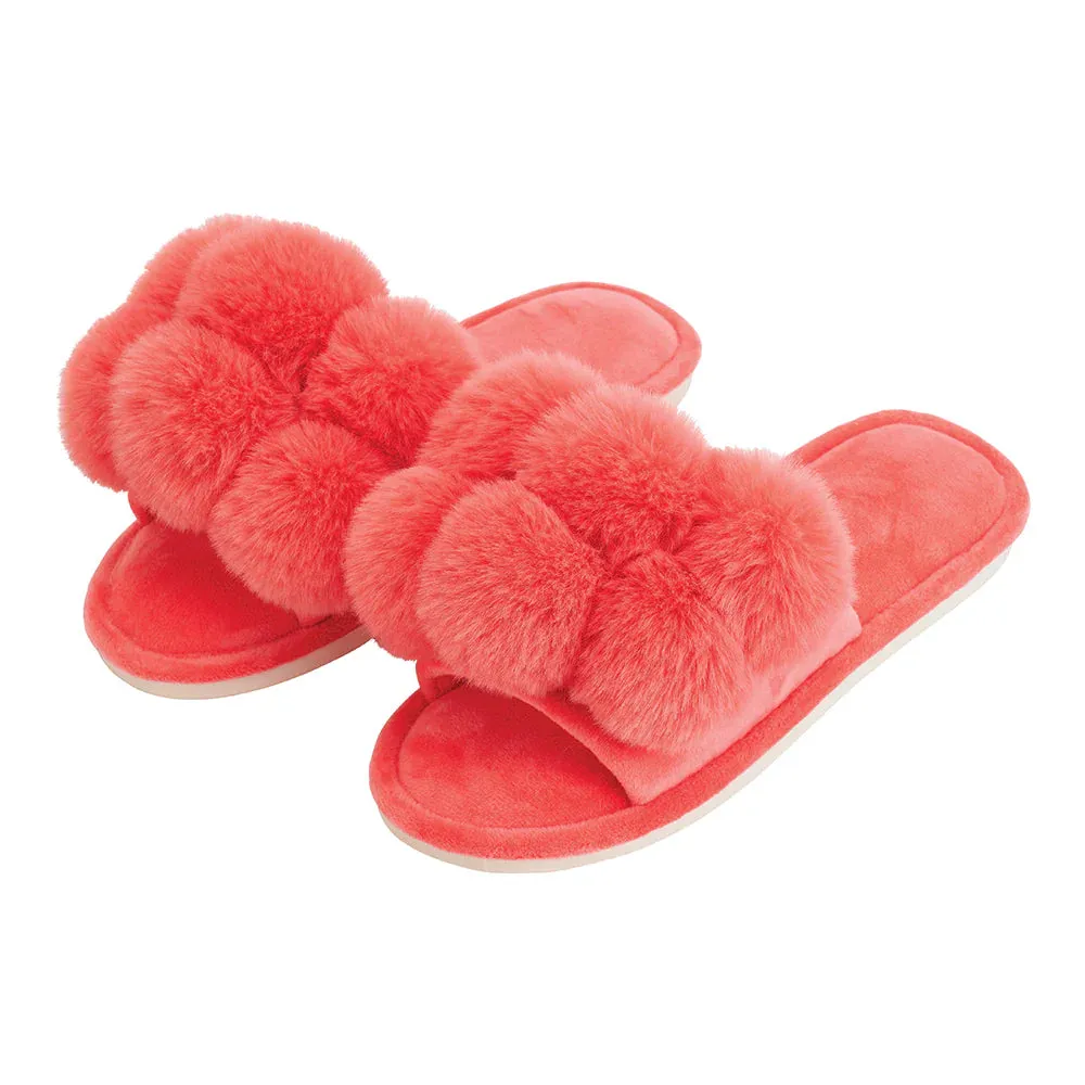 Cosy Luxe Pom Pom Slippers Melon Medium