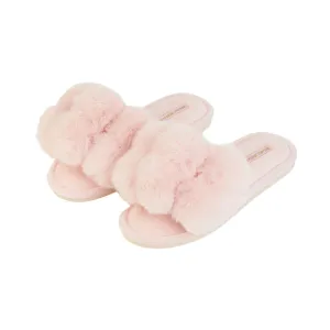 Cosy Luxe Pom Pom Slippers Pink Medium