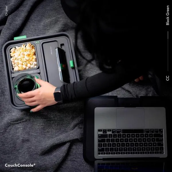 CouchConsole - Cup Holder with Phone Stand Tray (Light Orange)