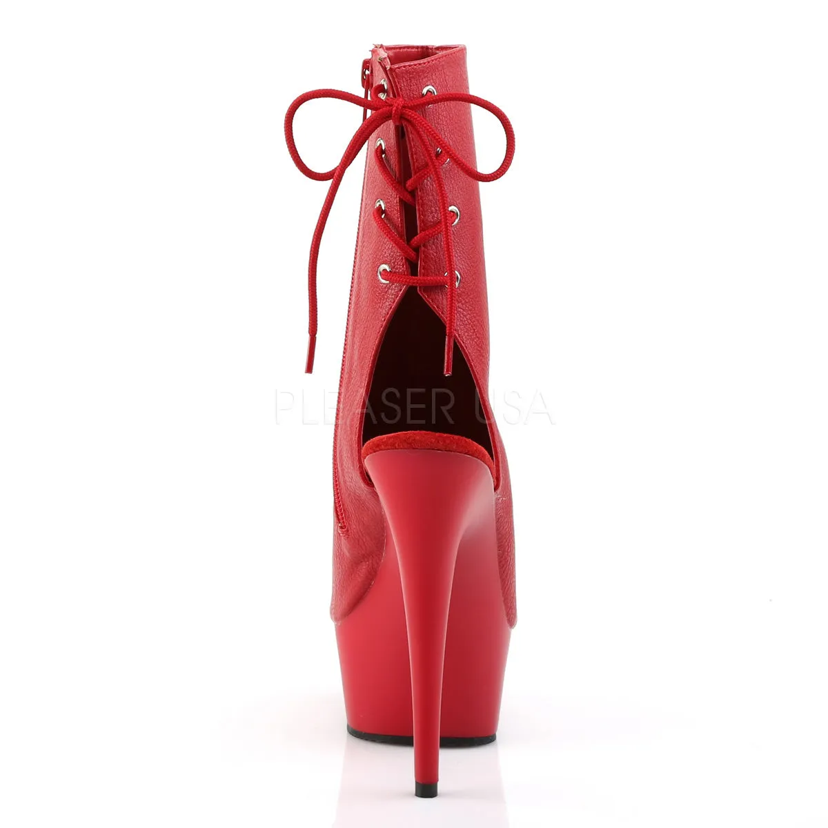 DELIGHT-1018  Red Faux Leather/Red