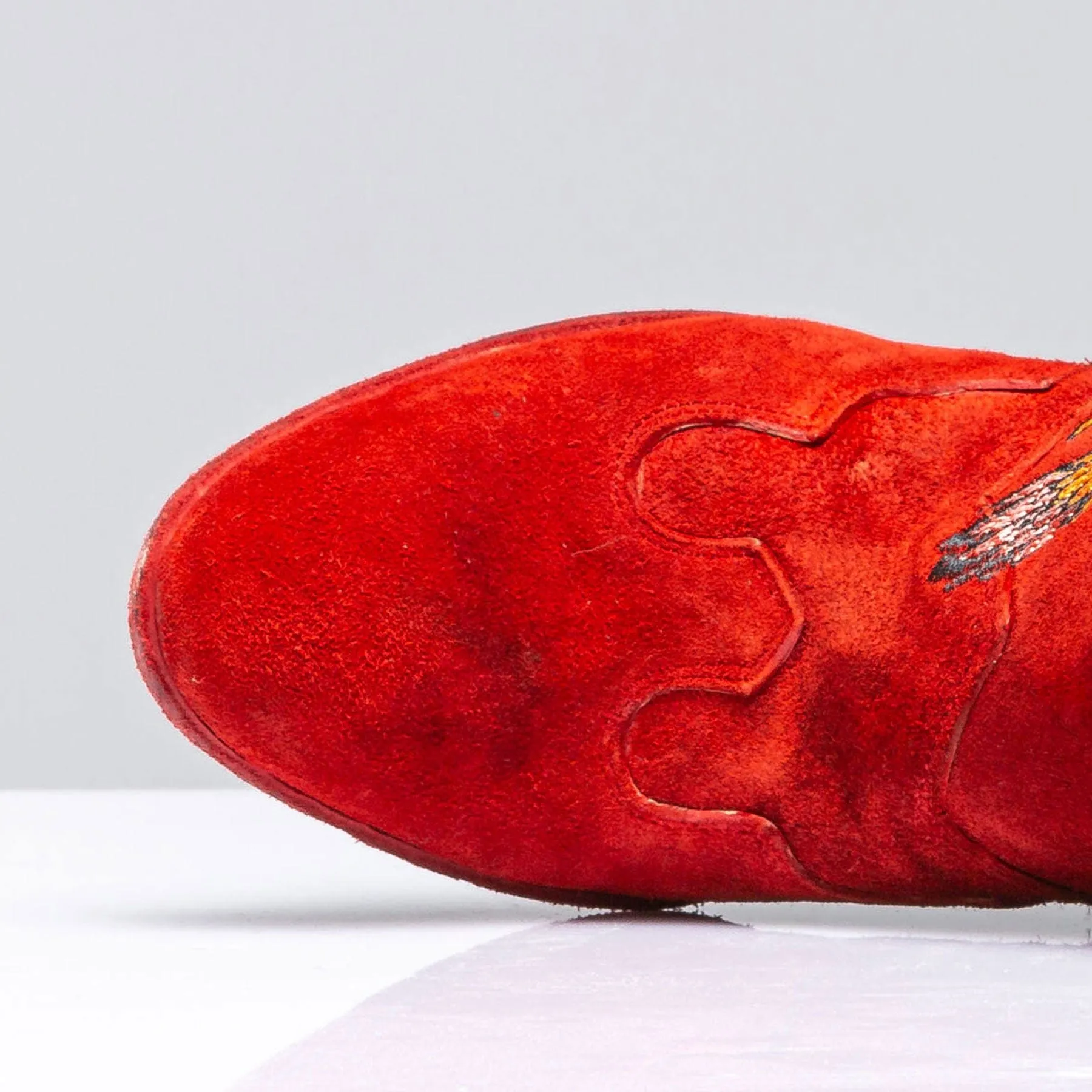 Eagle Embroidered Suede Boot In Rust