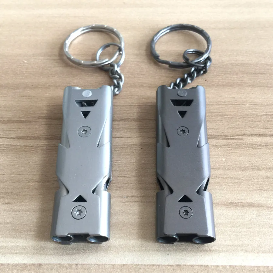 Emergency Double Channel Keychain Survival Whistle for Hiking Camping Outdoor Sports