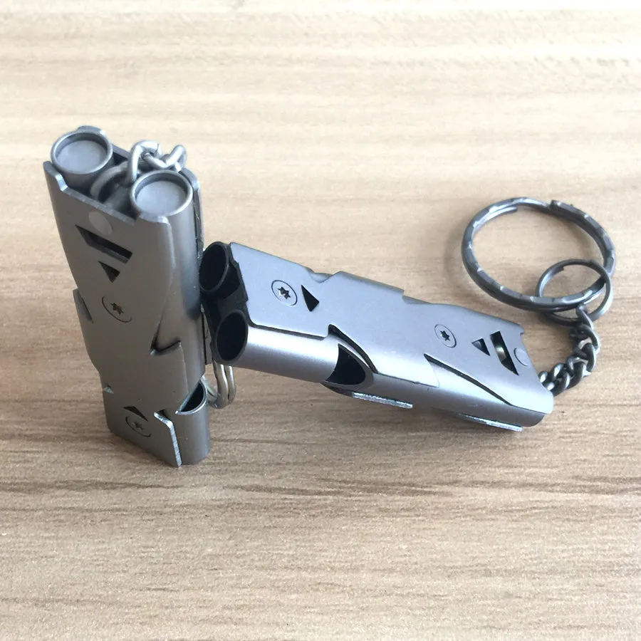 Emergency Double Channel Keychain Survival Whistle for Hiking Camping Outdoor Sports